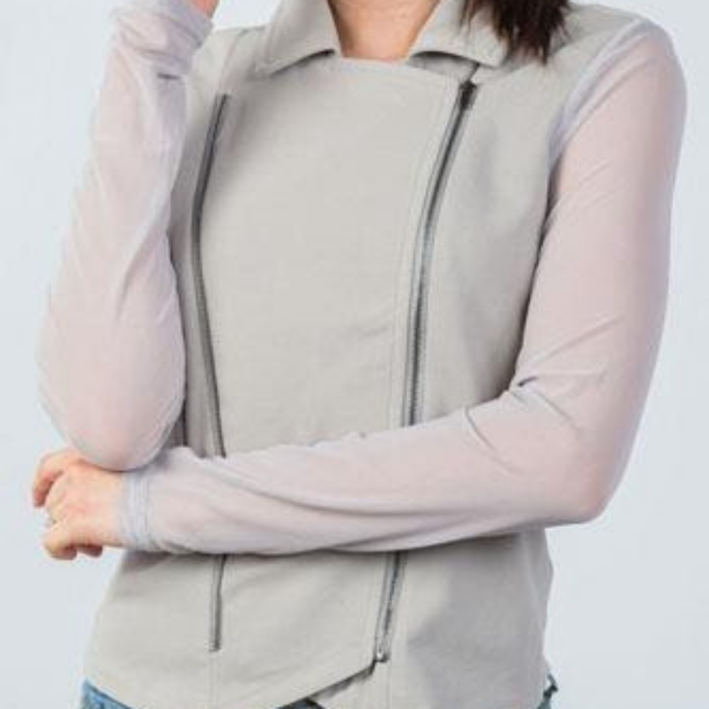 Mesh sleeve double zip jacket